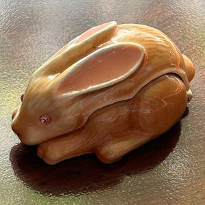 Monet Tiny Bunny Pink Ears Eyes Trinket Box